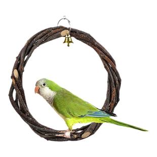 鸟玩具吊环鹦鹉原木树杈鸟站扛站台虎皮站架苹果木鸟啃咬鹦鹉用品