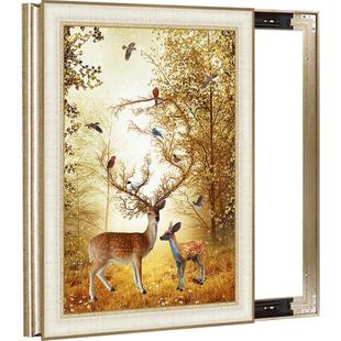 美式餐厅左右推拉竖版电表箱玄关仿油画静物花朵抽象隐藏配电柜画