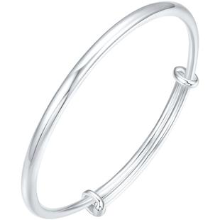 周六福大圆满银手镯s999银实心镯子优雅气质本命年礼物