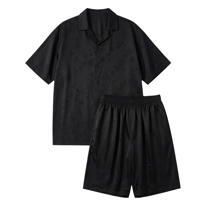 男士夏季精致竹叶真丝睡衣家居服