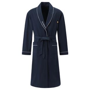 睡袍男士纯棉长款秋季睡衣薄款家居服春秋长袖新款全棉高档男浴袍