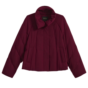 YINER音儿2026春季新款翻立两用领斜纹肌理短款微茧型鹅绒羽绒服