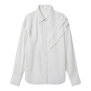 小着暖冬 BL1 醋酸白色层褶垂感衬衫 干净可爱 舒意的美