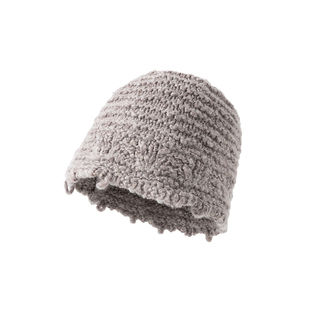 堆堆帽毛线针织2025新款冬月子女纯色帽子时尚百搭褶皱好看漂亮的