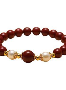 新年合金手链复古女轻奢高级感时尚红色本命年百搭相思红豆手链