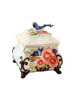 密封罐电视柜摆设方亚陶瓷礼品