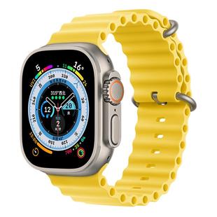 适用AppleWatch10苹果表带海洋硅胶双色S9手表iWatch7/6夏季高级新款49mm运动液态给性男女ultra创意配件