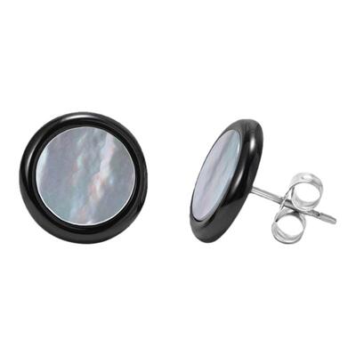GRGR个性小众黑色陶瓷贝壳耳钉