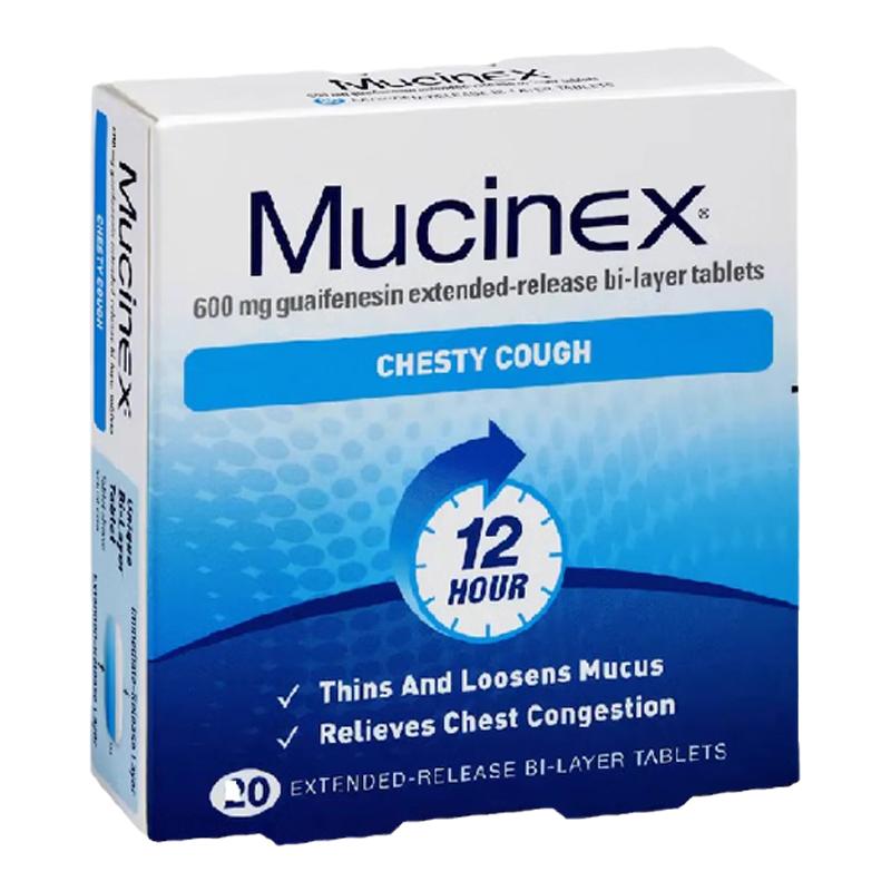 新西兰药房Mucinex美清痰化痰止咳片愈创甘油醚20粒长效12小时