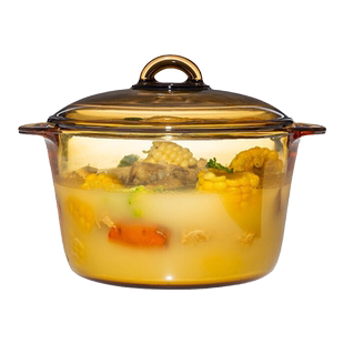 法国进口乐美雅玻璃琥珀烧锅 直烧耐热明火玻璃锅 炖锅 汤锅 炒锅