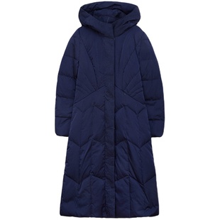 布符冬季新款羽绒服刺绣修身中长款鸭绒连帽保暖时尚好看女