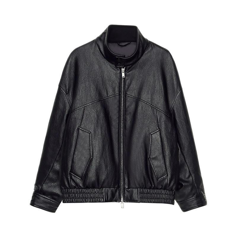 TurnSignal潮牌立领PU皮衣羽绒服女冬机车风休闲宽松保暖羽绒外套