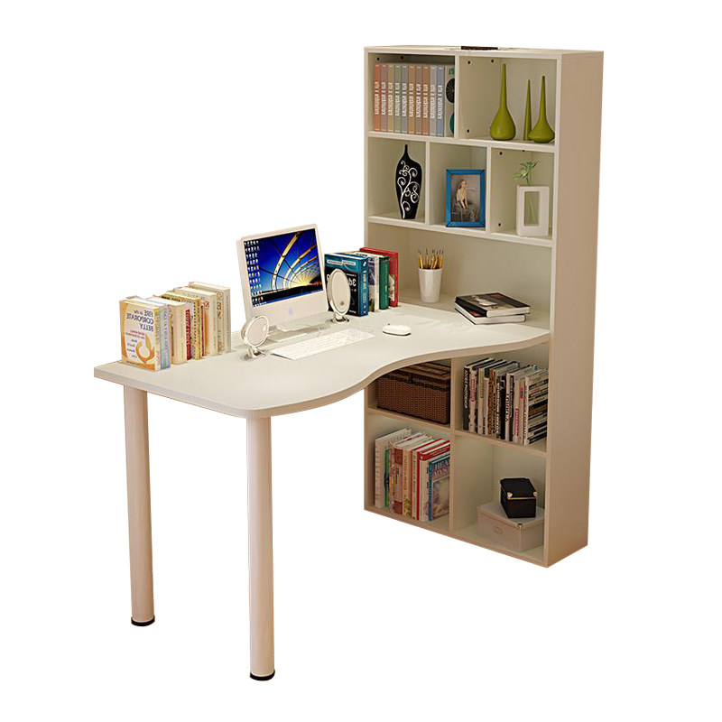 简约转角书架组合桌台式笔记本家用办公学习书台小户型大容量现代