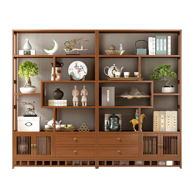 博古架实木中式多宝阁茶叶置物架