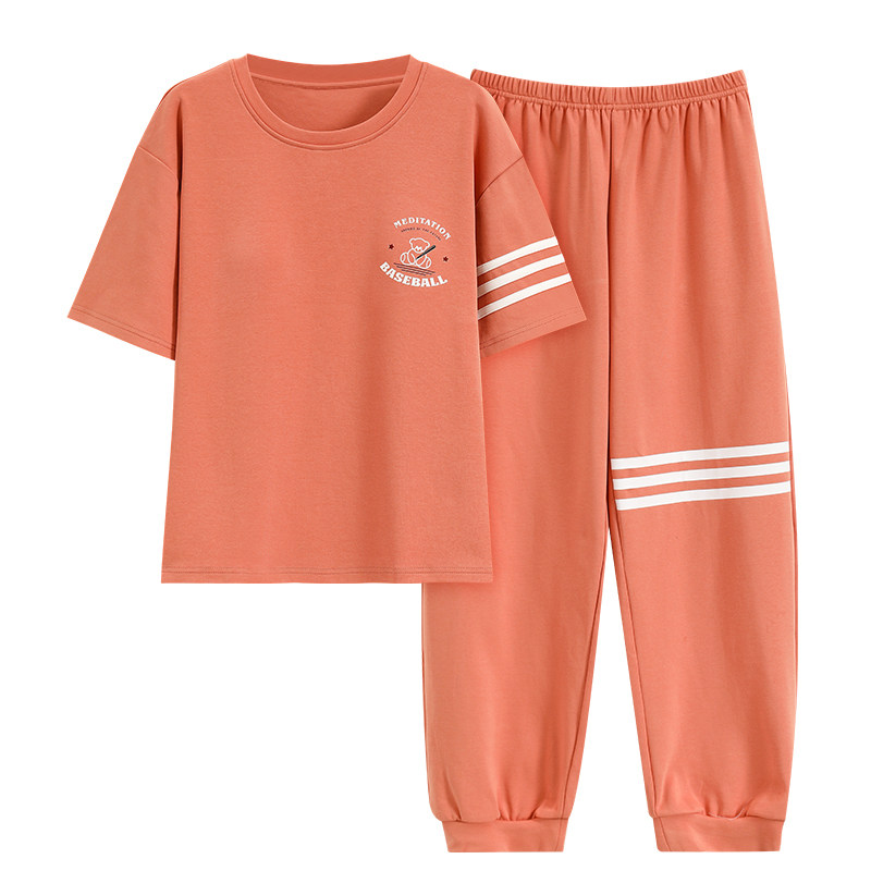夏季薄款女士睡衣全棉短袖家居服