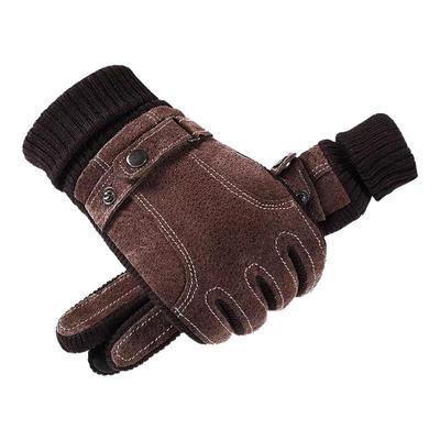 零下30度保暖触屏加绒手套真皮