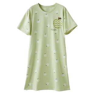 恒源祥睡裙女夏季薄款短袖纯棉大码宽松可爱睡衣家居服全棉连衣裙