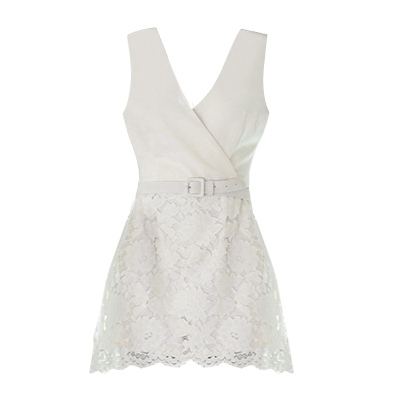小心机蕾丝白色连衣裙