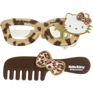兰诺hellokitty正版授权豹纹眼镜发梳发夹女2026新款侧边夹刘海夹