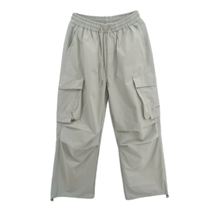 末班车春款2026男大童户外棉布工装裤潮初高中学生宽松抽绳休闲裤