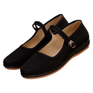 餐厅酒楼地板防滑鞋服务员女鞋黑色单鞋酒店布鞋上班牛筋底工作鞋