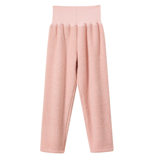 珊瑚绒睡裤女士秋冬季新款高腰暖宫裤保暖裤半边绒加绒加厚居家裤