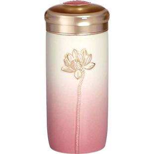 乾唐轩活瓷杯清心福莲高颜值双层陶瓷水杯新款荷花莲花杯子女茶杯