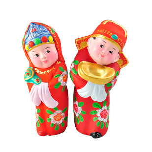 新婚结婚娃娃泥人张天津家居饰品手工陶瓷工艺品婚庆情侣礼物礼品