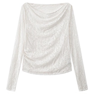 YINERLIFE「云肩影」提花打底衫女士薄纱宽松透气慵懒风罩衫上衣