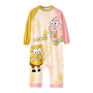 睡裙女2026年新款春秋季纯棉长袖连体睡衣可爱派大星防走光家居服