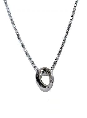 不掉色钛钢项链男女嘻哈双圆环吊坠百搭简约配饰潮毛衣链挂件配饰