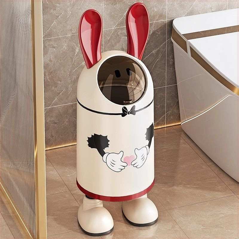垃圾桶家用2025新款客厅轻高档奢兔子耳朵收纳卡通桶可爱纸篓创意