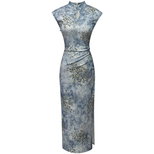 新中式镂空改良旗袍女夏季新款复古国风立领月牙袖修身包臀连衣裙