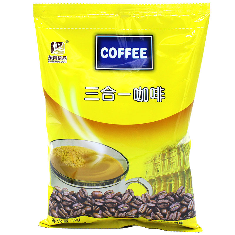 东具三合一速溶咖啡粉手冲coffee奶茶店原料批冲饮发大包袋装1kg