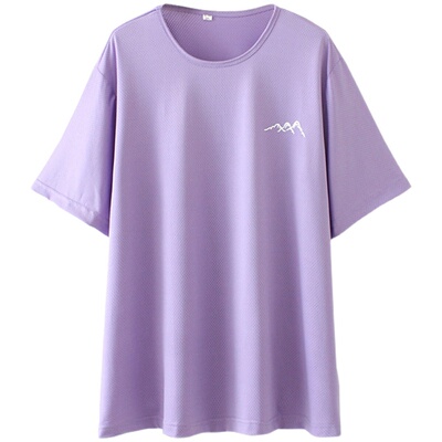 特大码女装网眼运动T恤300斤胖mm夏季新款韩版显瘦简约短袖速干衣