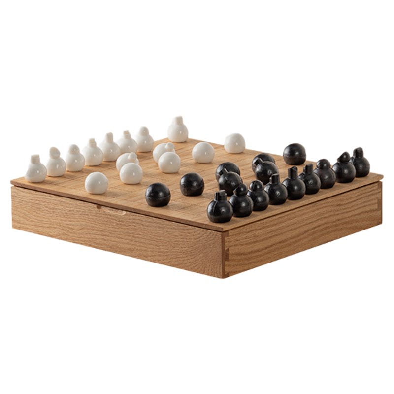 木墨生活 象棋 手工制作德化白瓷宜兴大缸泥棋子原木棋盘工艺礼品
