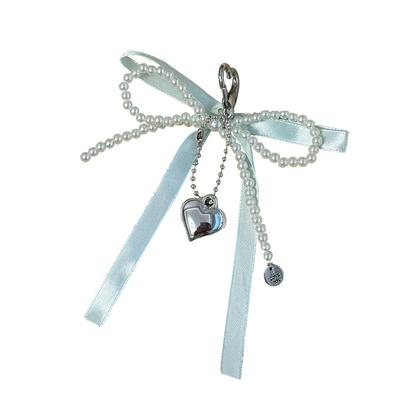 原创芭蕾法式珍珠丝带蝴蝶结miu系包包挂件高颜值挂饰手机钥匙扣