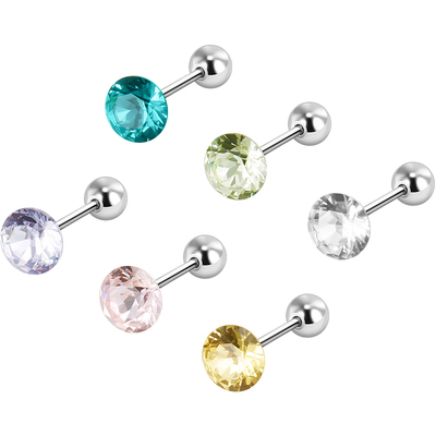 医用钛钢超闪钻石螺丝扣耳钉