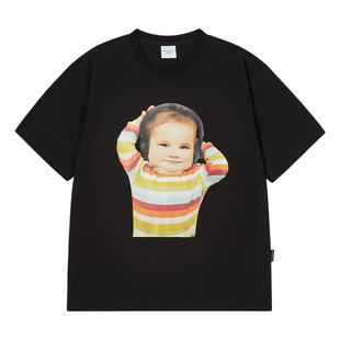 ADLV娃娃脸条纹Babyface印花短袖T恤25新款中性男女上衣小众设计