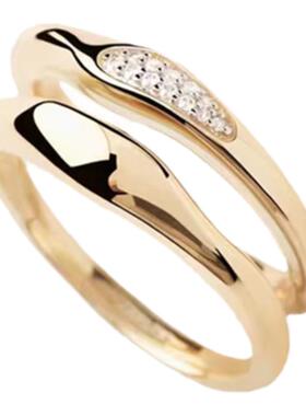 PDPAOLA男女镀金简约叠戴对戒