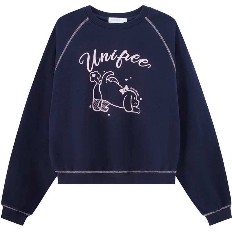 【UNIFREE】圆领甜美可爱风卫衣
