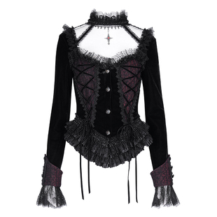 Devil fashion 原创中世纪女公爵优雅绒蕾丝宫廷风长袖上衣CT252