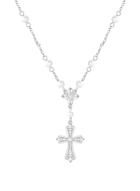 VIVIWELL鸢尾十字珍珠项链