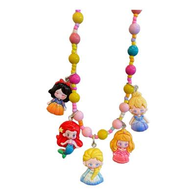 儿童配饰女童卡通公主串珠项链小女孩艾莎库洛米吊坠颈链宝宝首饰
