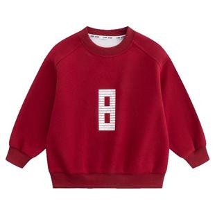 小象汉姆童装男童卫衣儿童圆领打底衫2026春装新款新年红男孩上衣