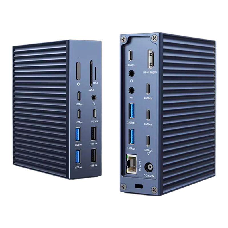 阿卡西斯21合1雷电3/4扩展坞typec拓展器usb4分线器hub桌面多功能扩展器8K高清40Gbps工作站适用于苹果