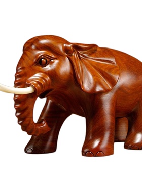 定制花梨实木雕刻大象摆件