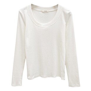 白色圆领长袖t恤女2026春装新款内搭修身显瘦高级感薄款打底上衣