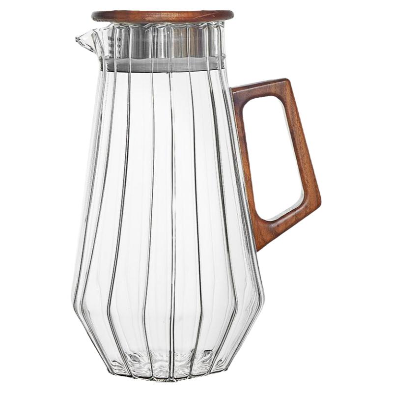 胡桃木把耐热玻璃杯套装防烫家用客厅喝水泡茶杯咖啡杯高颜值杯子