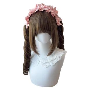 假发女长卷发Lolita萝莉双马尾假发二次元罗马卷带鬓角甜妹全头套